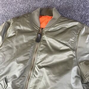 Alpha‎ Industries MA-1 Bomber Jacket Sage Green Youth L /Men's XS S Orange Liner